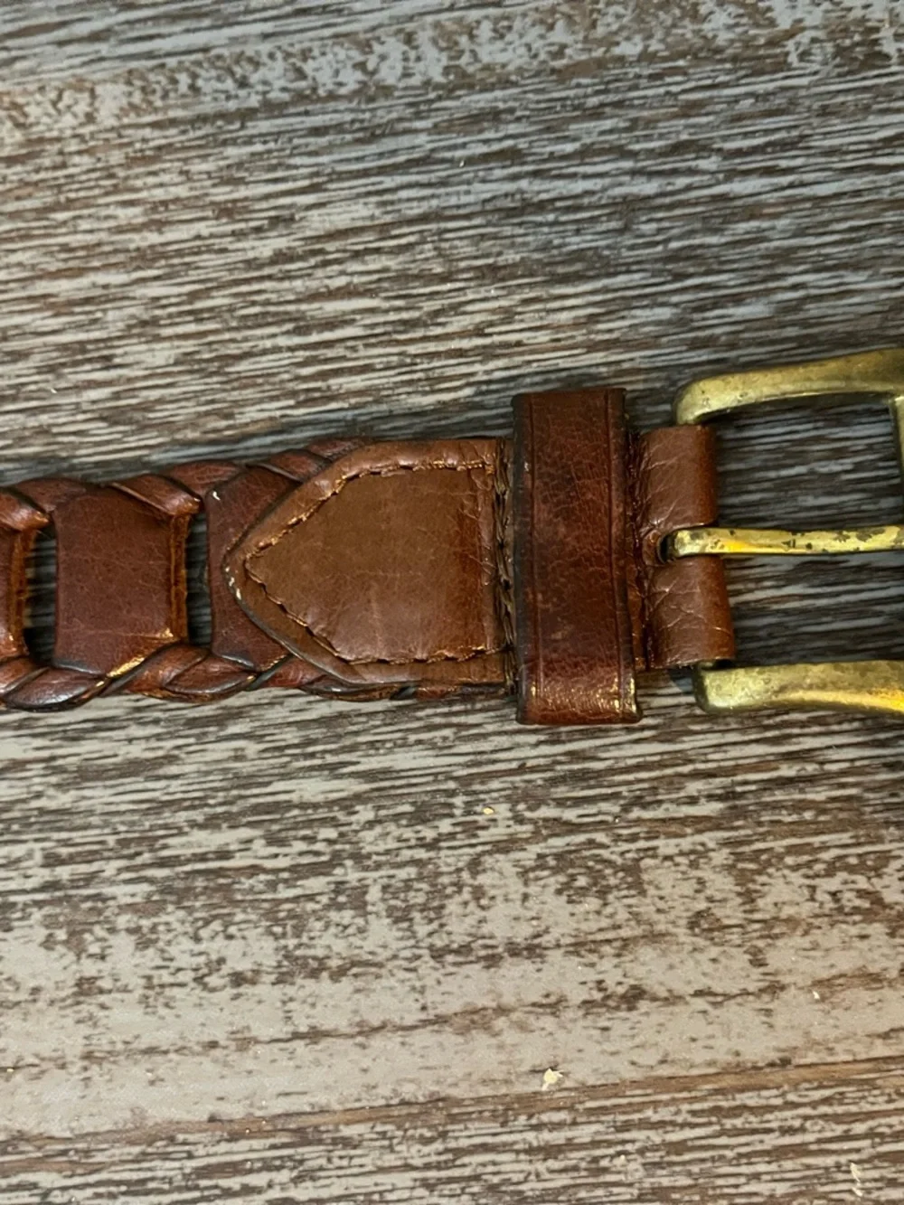 Vintage Brown Braided Leather Women’s Belt 44 inches